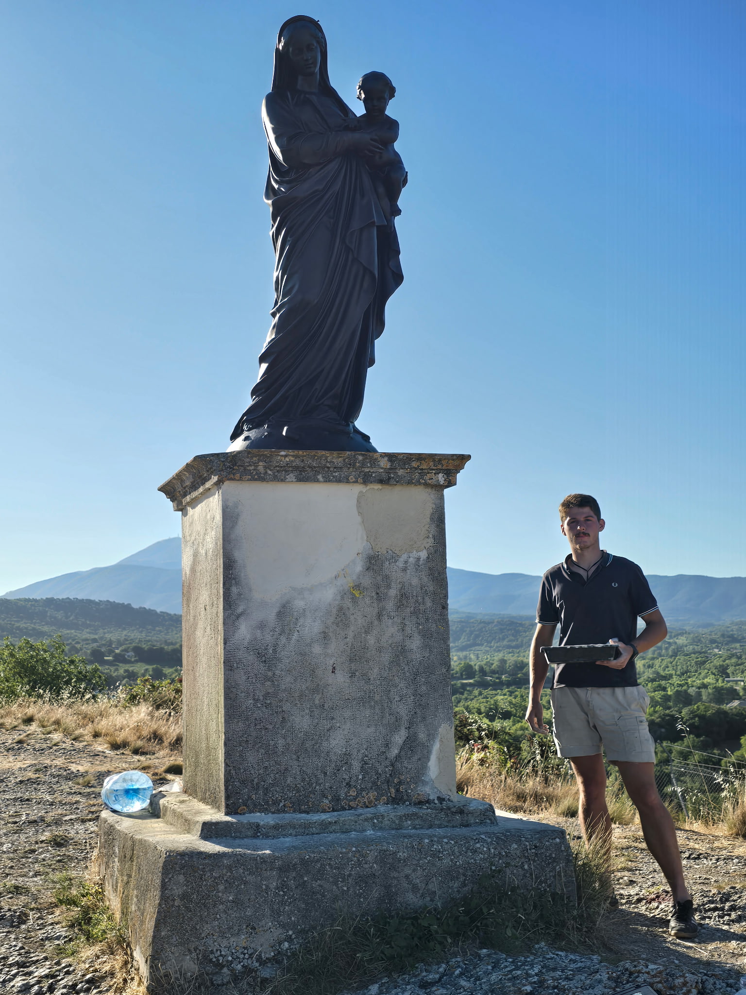 Raphaël Castex restoring the Virgin of the Vow in Puygiron during the 2026 Heritage Tour
